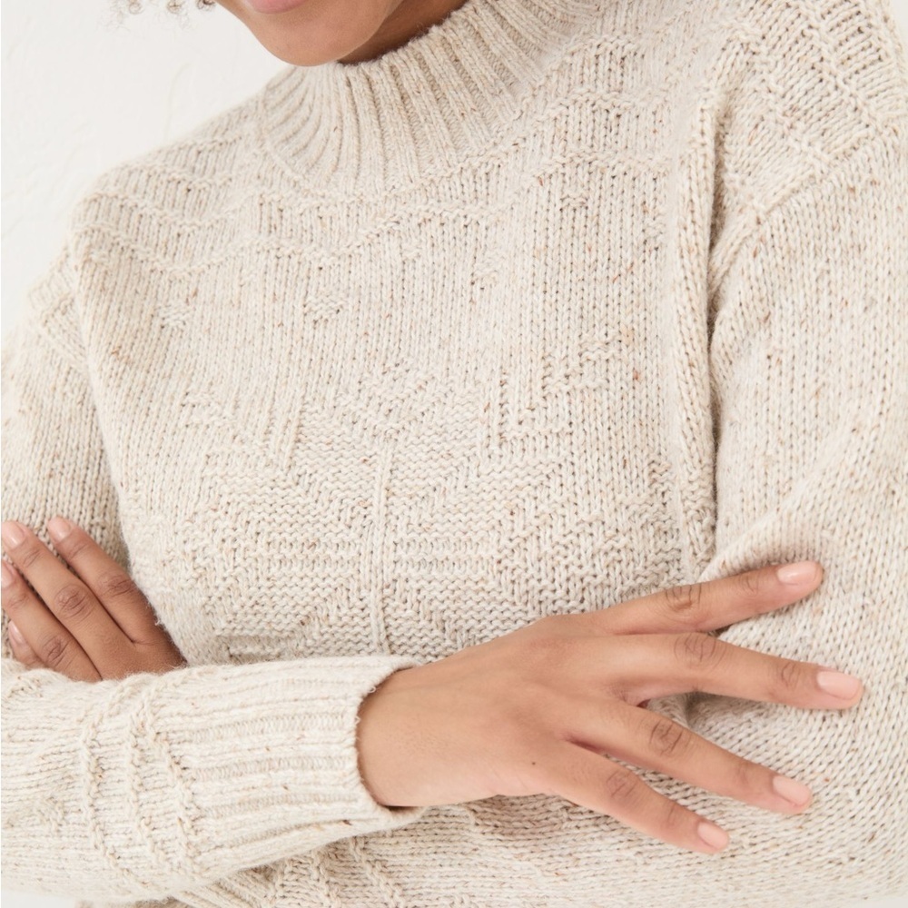 NWT Fat Face Ivory Snowflake Wool Jumper Sweater Size 6 - Picture 5 of 11